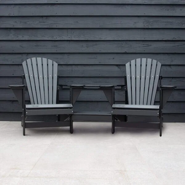 Fauteuil double ronde plastique noir