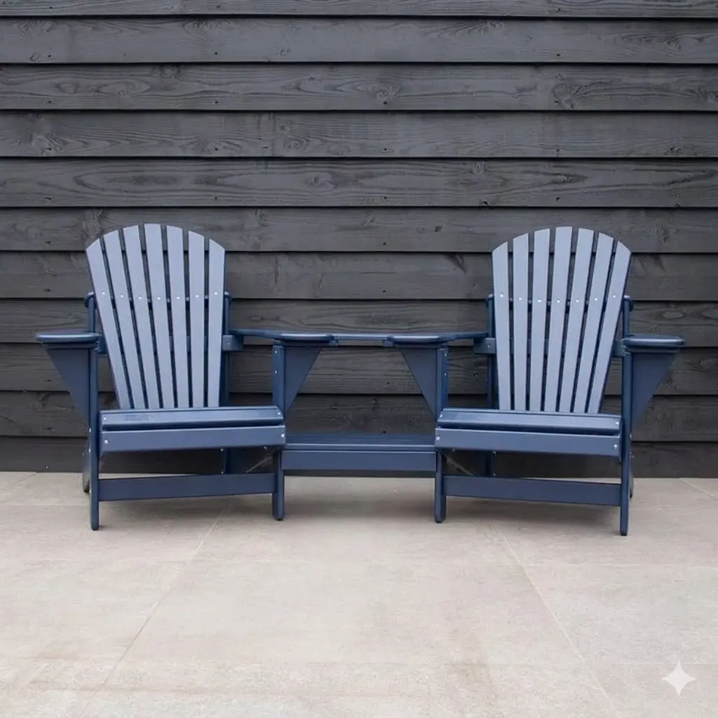 Adirondack Tete-a-tete rond Kunststof Marineblauw